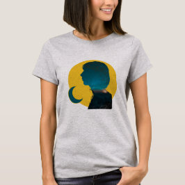 Colagem Azul Suave Crepuscular com Figura Feminina T Shirt