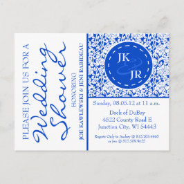 Colbalt Blue Flourish and Parbrella Möhippa Inbjudan Vykort