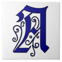 Colchester Brev A Blue Monogram Accent Tile