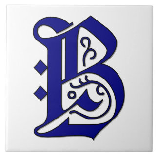 Colchester Brev B Blue Monogram Accent Tile Kakelplatta