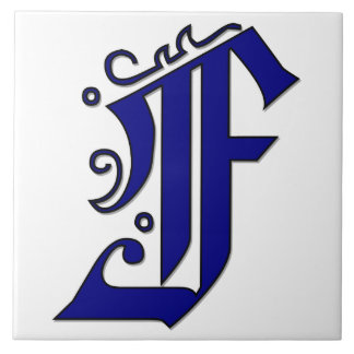 Colchester Brev F i Blue Monogram Tile Kakelplatta
