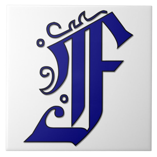 Colchester Brev F i Blue Monogram Tile Kakelplatta (Framsidan)