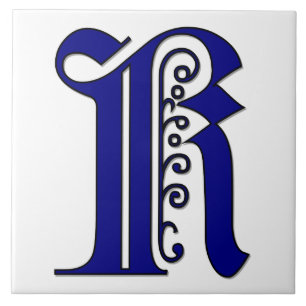 Colchester Brev K i Blue Monogram Tile Kakelplatta