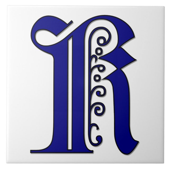 Colchester Brev K i Blue Monogram Tile Kakelplatta (Framsidan)