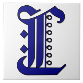 Colchester Brev L i Blue Monogram Tile Kakelplatta