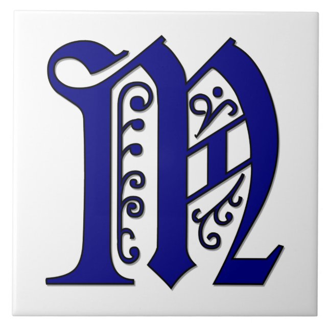 Colchester Brev M Blue Monogram Tile Kakelplatta (Framsidan)