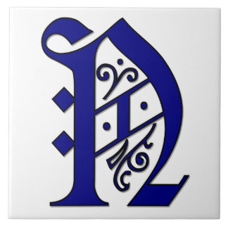 Colchester Brev N i Blue Monogram Tile Kakelplatta