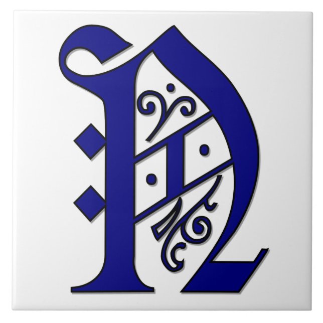 Colchester Brev N i Blue Monogram Tile Kakelplatta (Framsidan)