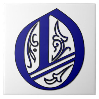 Colchester Brev O i Blue Monogram Tile Kakelplatta