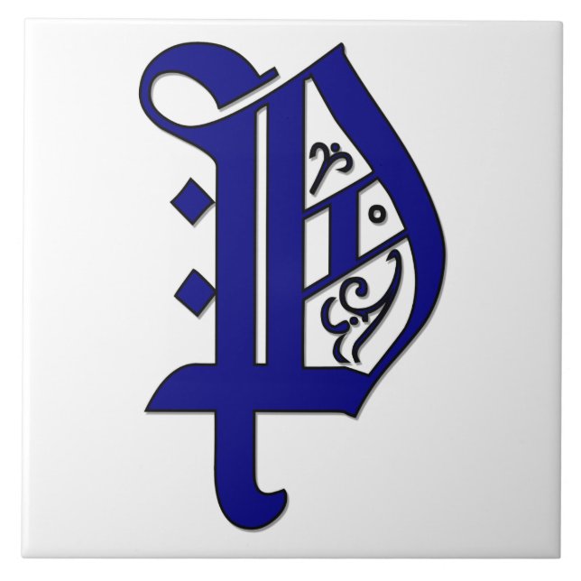 Colchester Brev P i Blue Monogram Tile Kakelplatta (Framsidan)