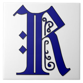 Colchester Brev R i Blue Monogram Tile Kakelplatta