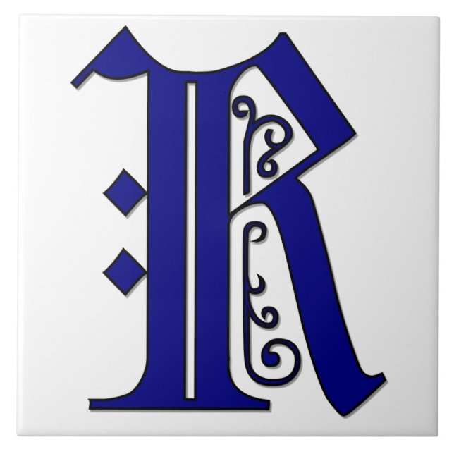 Colchester Brev R i Blue Monogram Tile Kakelplatta (Framsidan)