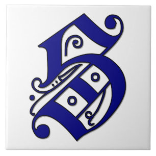 Colchester Brev S i Blue Monogram Tile Kakelplatta