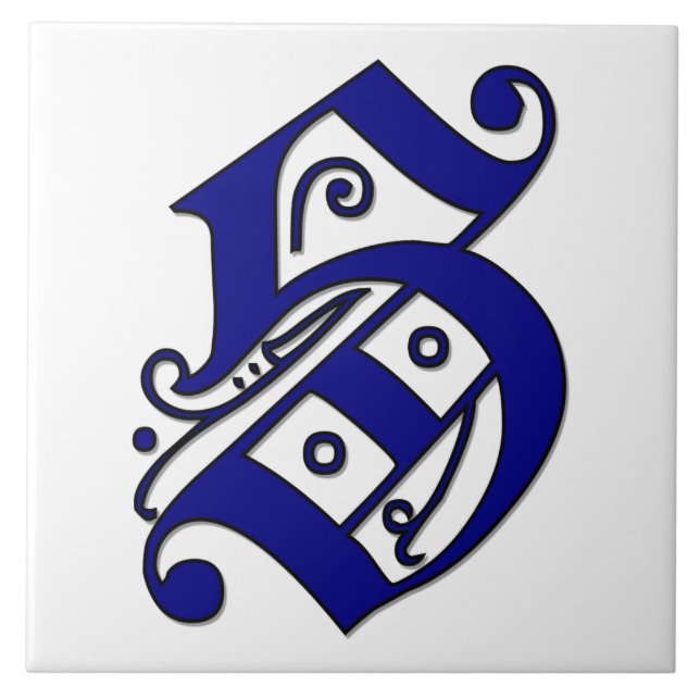Colchester Brev S i Blue Monogram Tile Kakelplatta (Framsidan)