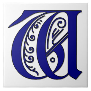 Colchester Brev W i Blue Monogram Tile Kakelplatta