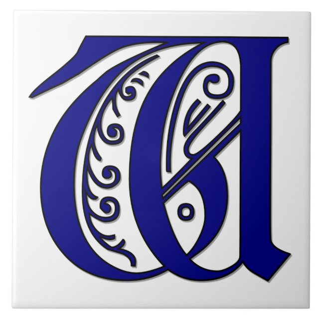 Colchester Brev W i Blue Monogram Tile Kakelplatta (Framsidan)