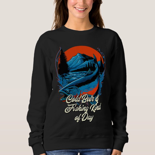Cold Beer and Fishing Fisherman Drinking Fish Drin T Shirt (Framsida)