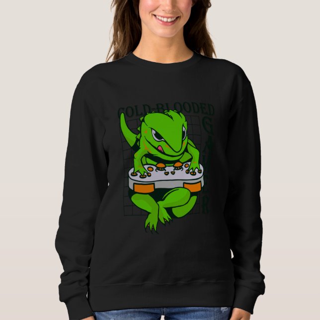 cold blooded gamer gecko lizard reptile t shirt (Framsida)