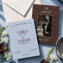 Cold Blue and Brown Wedding Inbjudningar