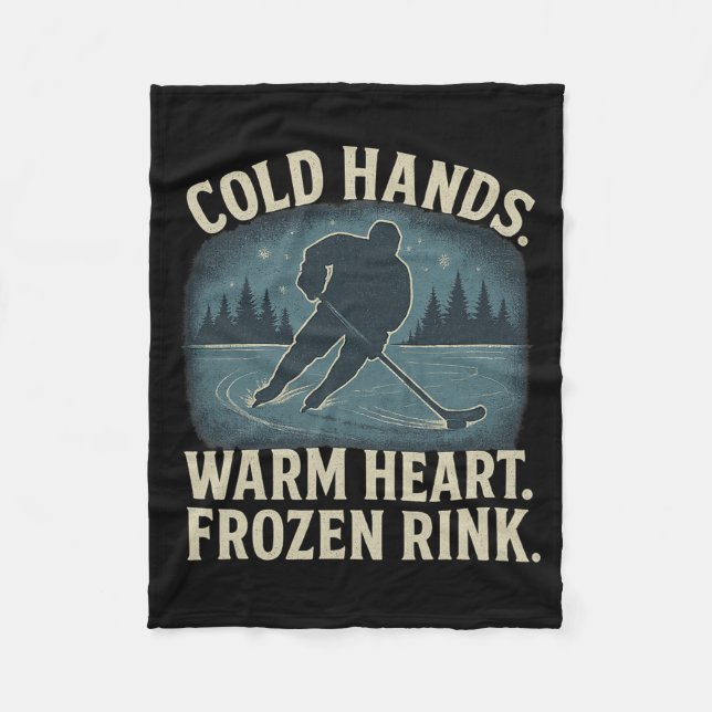 Cold Hands Warm Heart Frozen Rink – Ice Hockey Win Fleecefilt (Framsidan)