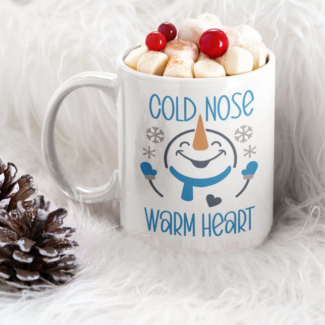Cold Nose Warm Heart, Cute Snowman Kaffemugg (Skapare uppladdad)