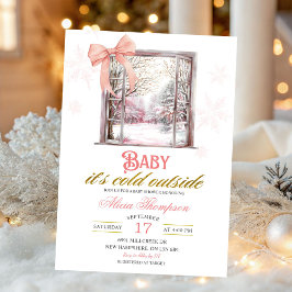 Cold Outside Blush Pink Window Girl Baby Shower Inbjudningar