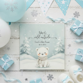 Cold Outside Winter Polar Bear Baby Shower Gästböcker