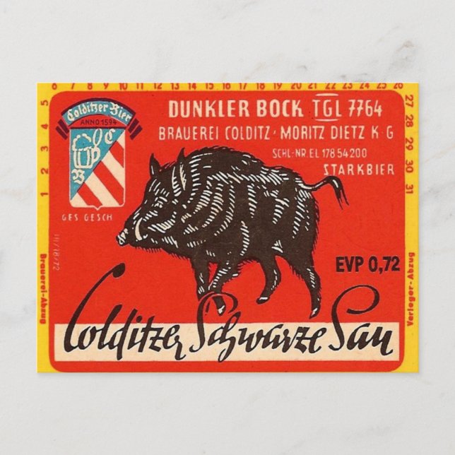 Colditzer Schwarze Sau Vykort (Framsida)
