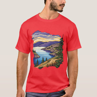 Coldstream Vernon Kalamalka Lake Okanagan Teckning T Shirt