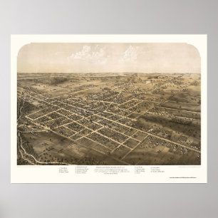 Coldwater panorama- karta för MI - 1868 Poster