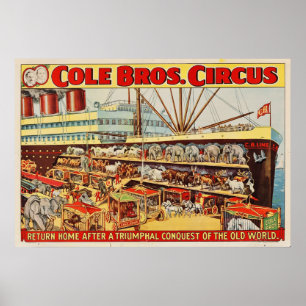 Cole Bros Circus Returnerar hemmet Poster