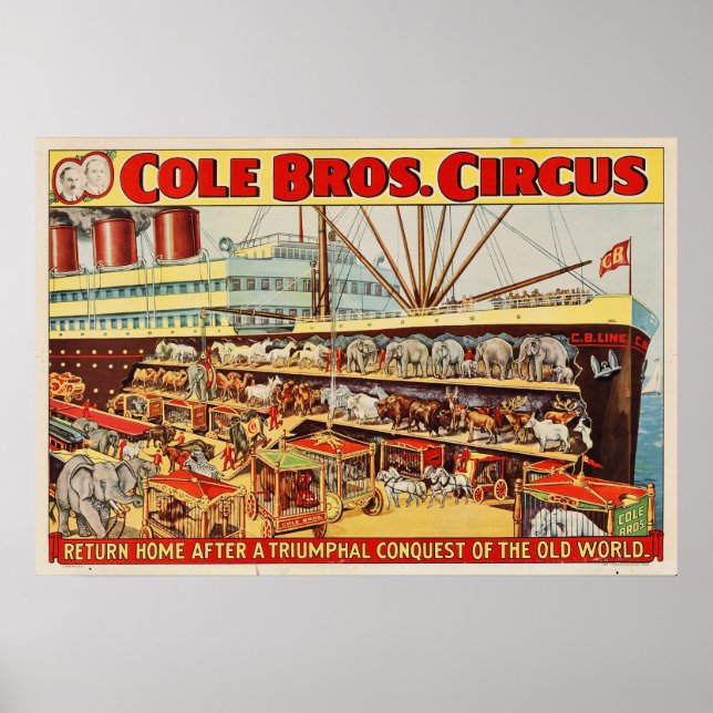 Cole Bros Circus Returnerar hemmet Poster (Framsidan)