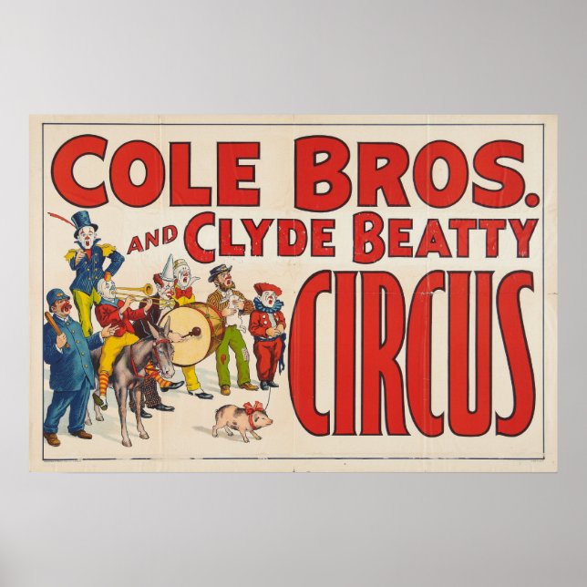 Cole Brothers och Clyde Beatty Circus Poster (Framsidan)