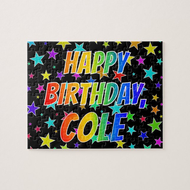 "COLE" Första Namn, Roligten "GRATTIS PÅ FÖDELSEDA Pussel (Horisontell)