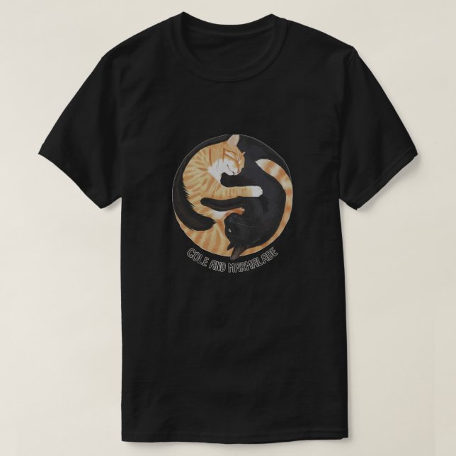 Cole och Marmalade Cats yin yang Älskare black Gif T Shirt (Design framsida)
