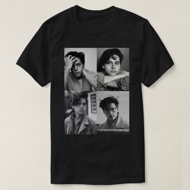 Cole Sprouse Collage B&W T Shirt (Design framsida)