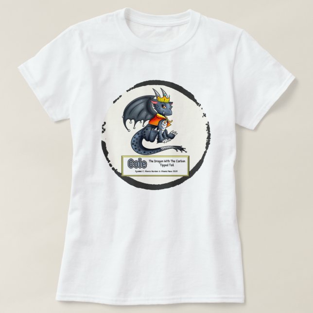 Cole the Carbon Elemental Dragon T Shirt (Design framsida)