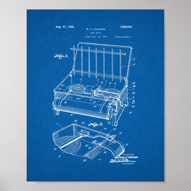 Coleman Camp Stove Patent - Blueprint Poster (Framsidan)