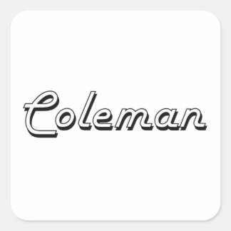 Coleman Classic Retro Namn Design Fyrkantigt Klistermärke