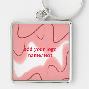 COLERFUL CUTE HEART NAMN KEYCHAIN FYRKANTIG SILVERFÄRGAD NYCKELRING