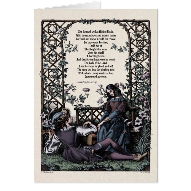 Coleridge "Kärlek" Victorian Art Card Hälsningskort (Framsidan)