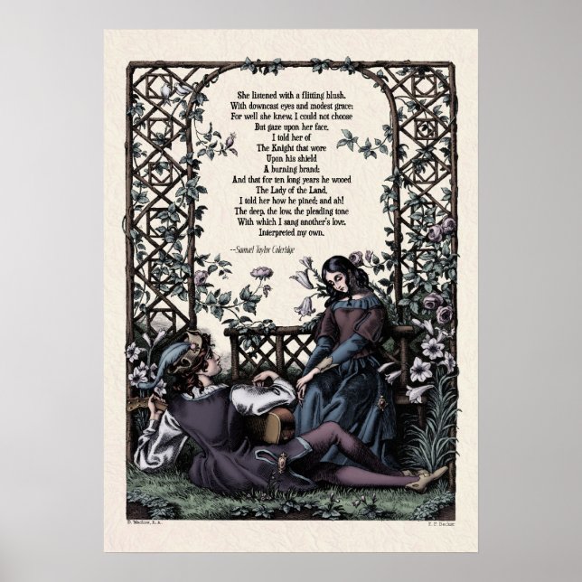Coleridge "Kärlek" Victorian Poetry Art 20x28 Poster (Framsidan)