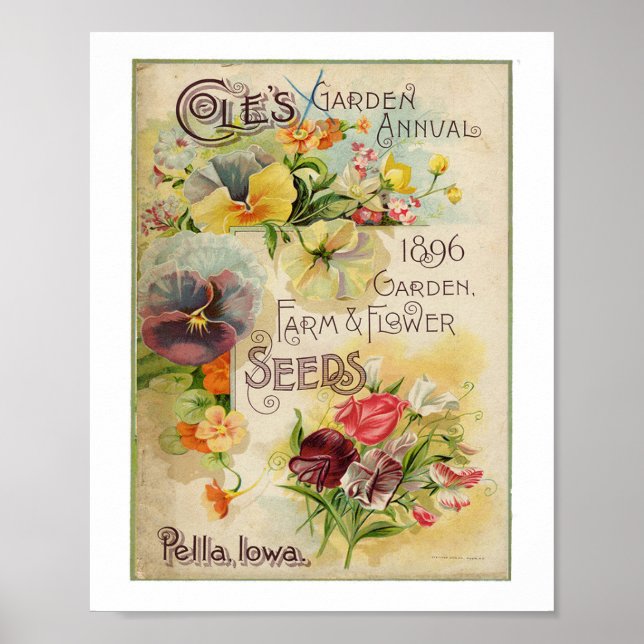 Coles Garden Årlig 1896 Garden, Farm & Flower Poster (Framsidan)