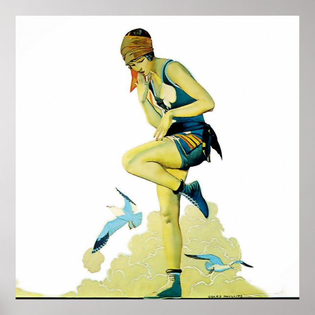 Coles Phillips "Fadeaway Girl" "A Quick Dip" Poster (Framsidan)