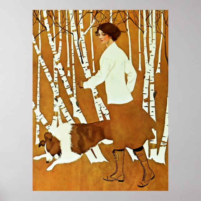 Coles Phillips "Fadeaway Girl" Autumn Walk Cover Poster (Framsidan)
