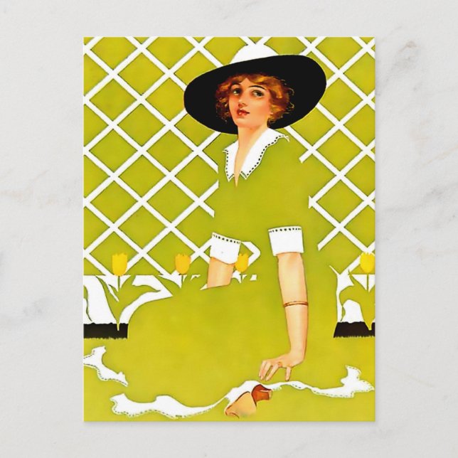 Coles Phillips 'Fadeaway Girl' 'Vårträdgård' Vykort (Framsida)