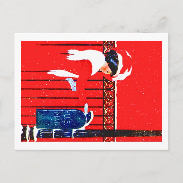 Coles Phillips Fadeaway Girl - Vit jul Helg Vykort (Framsida)