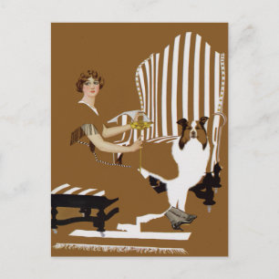 Coles Phillips Fadeaway Woman with Collie Vykort