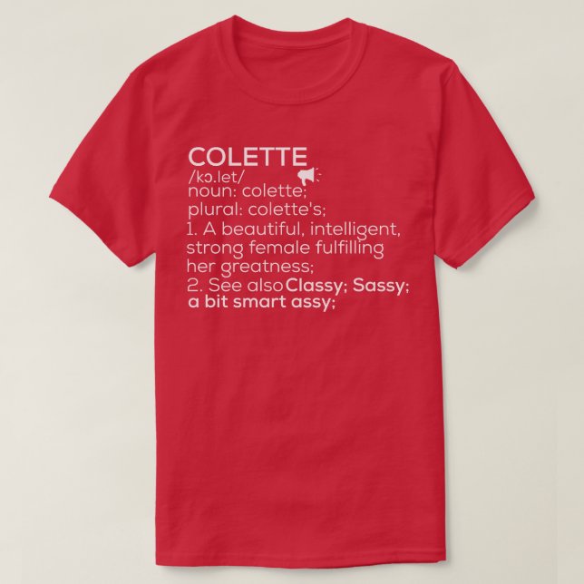 Colette Namn Colette Definition Colette Female nam T Shirt (Design framsida)