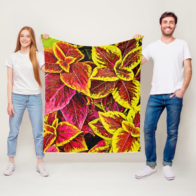 Coleus Löv Burst Design Fleecefilt (På plats)